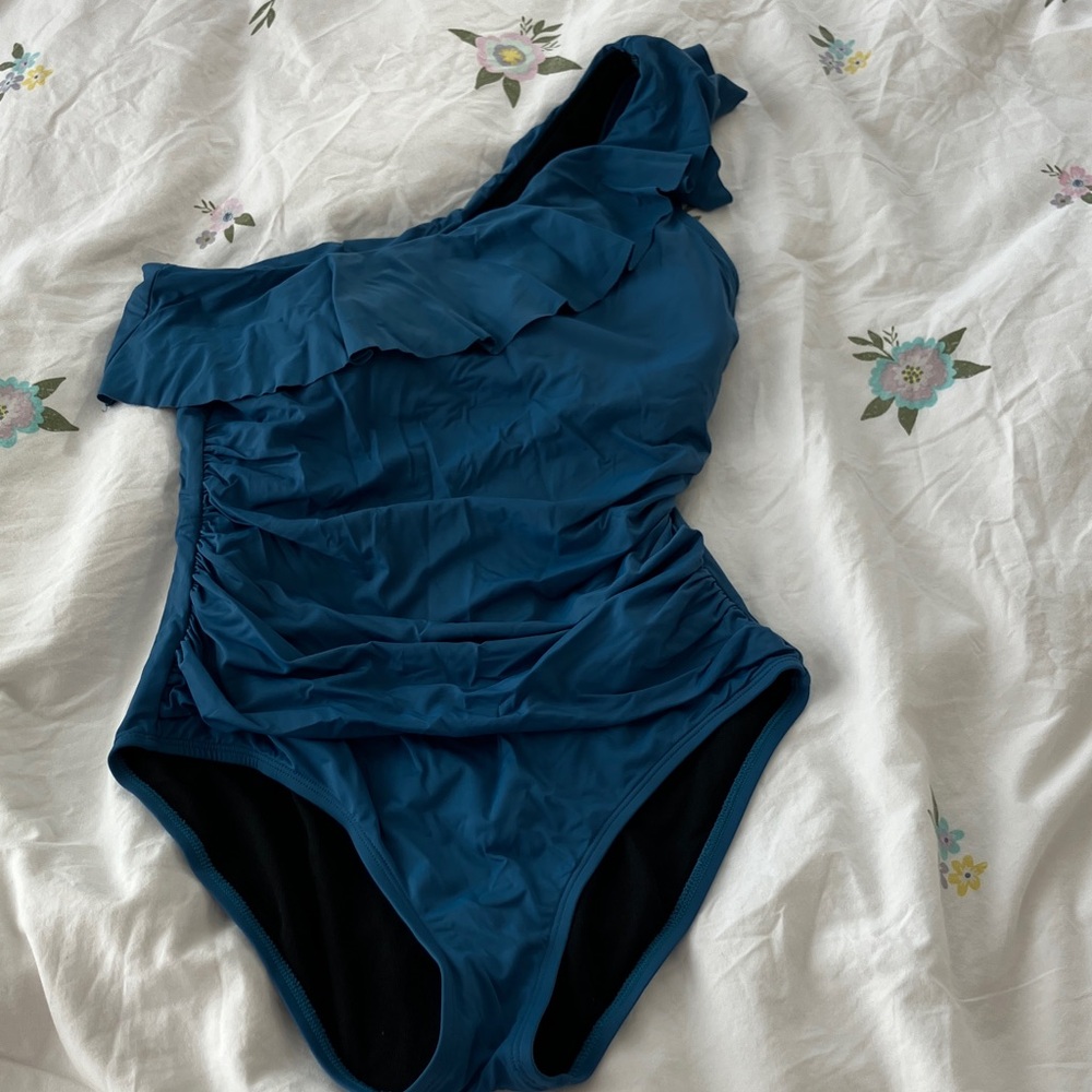 Elegant One Shoulder Blue Swimsuit
